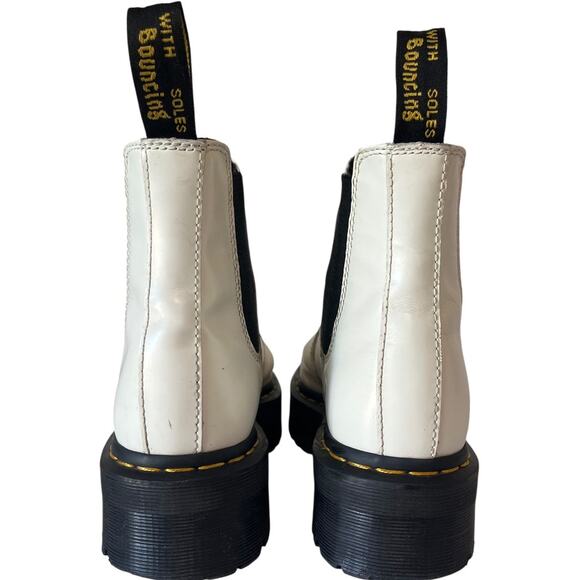 Dr. Martens 2976 Chelsea Platform Boots White Smooth Leather 1.5″ Platform EU 39 - Picture 8 of 9
